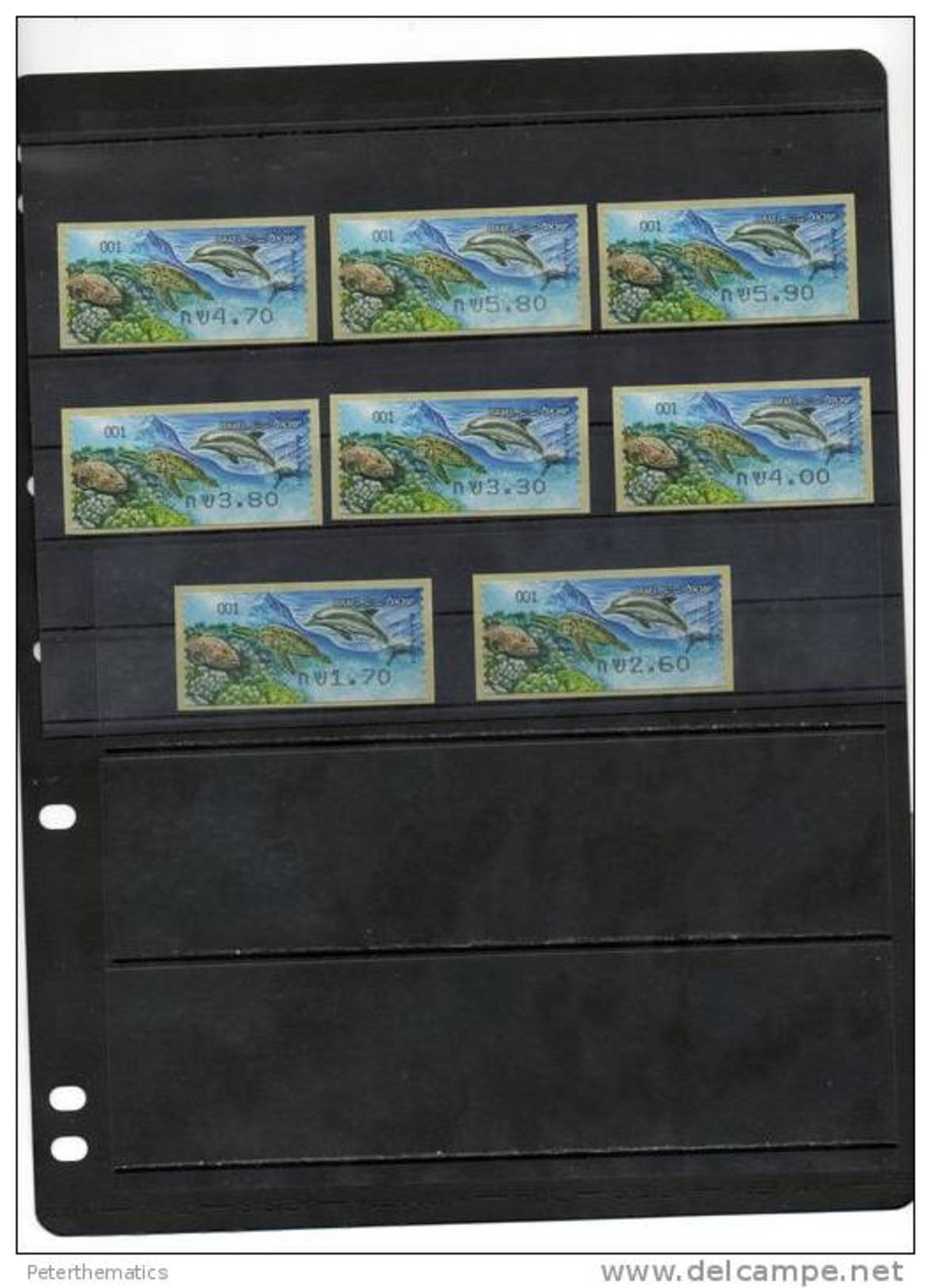 ISRAEL,2012,ATM LABELS, DOLPHINS,TURTLES,FISH, MNH , 8v - Dolphins