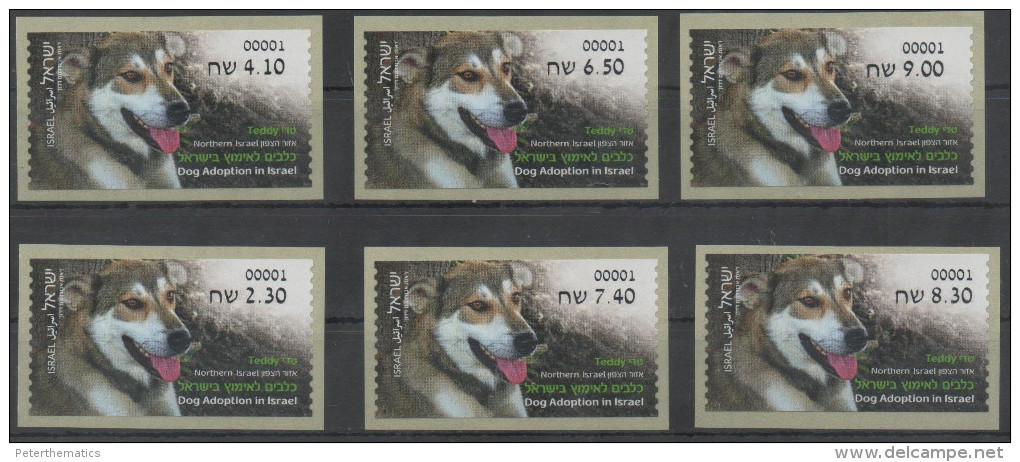 ISRAEL, 2016, MNH, ATM, DOGS, DOG ADOPTION IN ISRAEL, TEDDY, NORTHERN  ISRAEL, 6v - Hunde