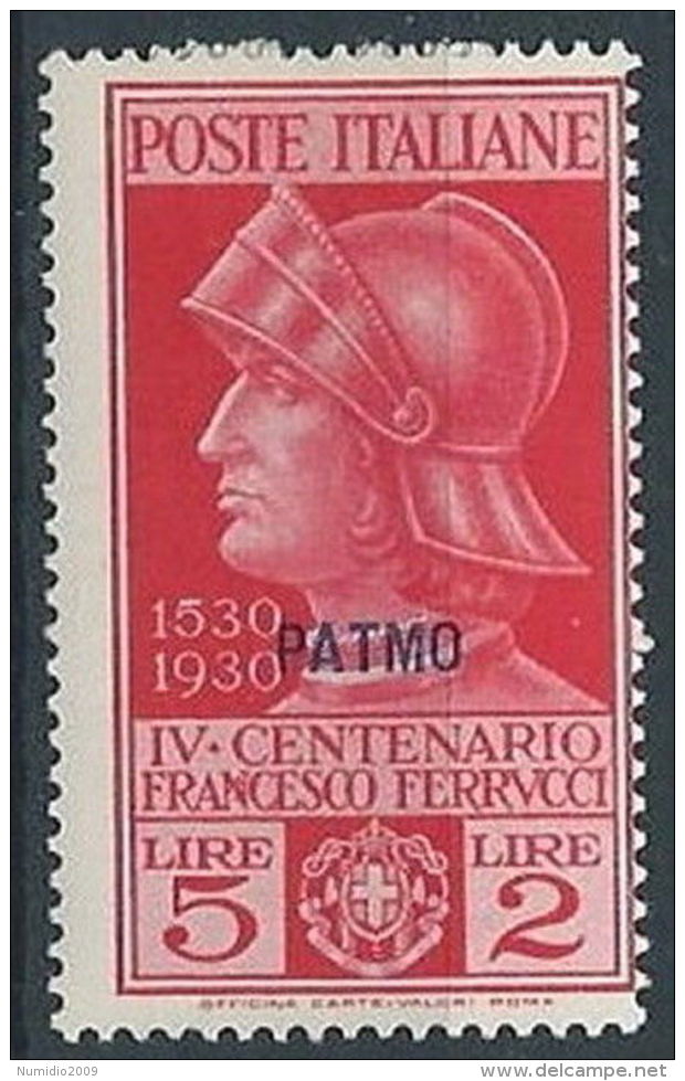 1930 EGEO PATMO FERRUCCI 5 LIRE MH * - RR13577-2 - Egée (Patmo)