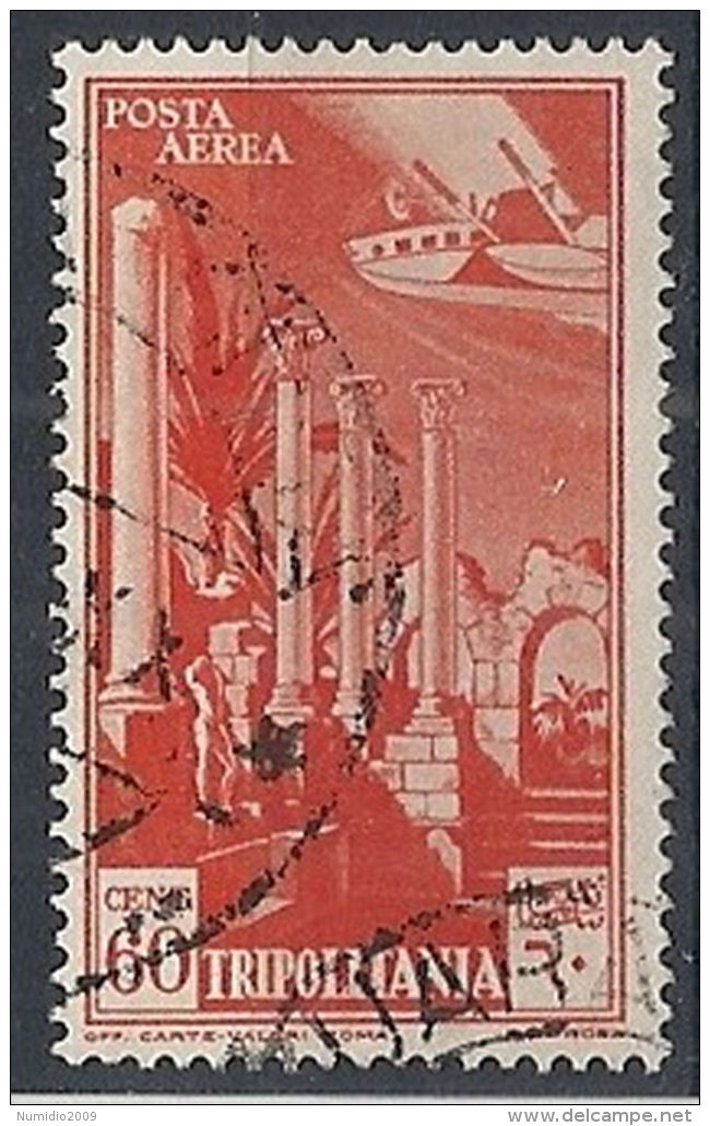 1931-32 TRIPOLITANIA USATO POSTA AEREA SOGGETTI AFRICANI 60 CENT - RR12672-6 - Tripolitania