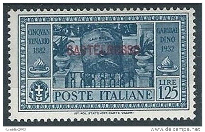 1932 CASTELROSSO GARIBALDI 1,25 LIRE MH * - RR13593 - Castelrosso