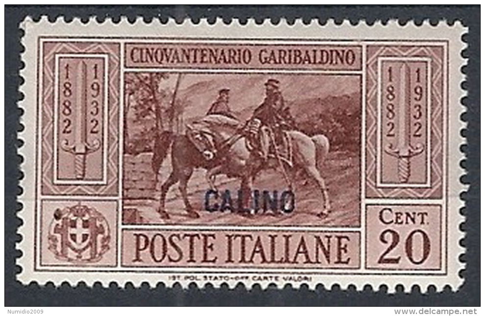 1932 EGEO CALINO GARIBALDI 20 CENT MH * - RR12388 - Egée (Calino)