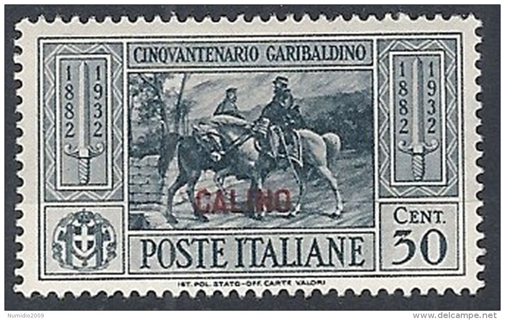 1932 EGEO CALINO GARIBALDI 30 CENT MH * - RR12388 - Egée (Calino)