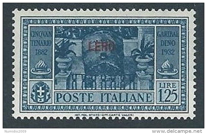 1932 EGEO LERO GARIBALDI 1,25 LIRE MH * - RR13586-2 - Egée (Lero)