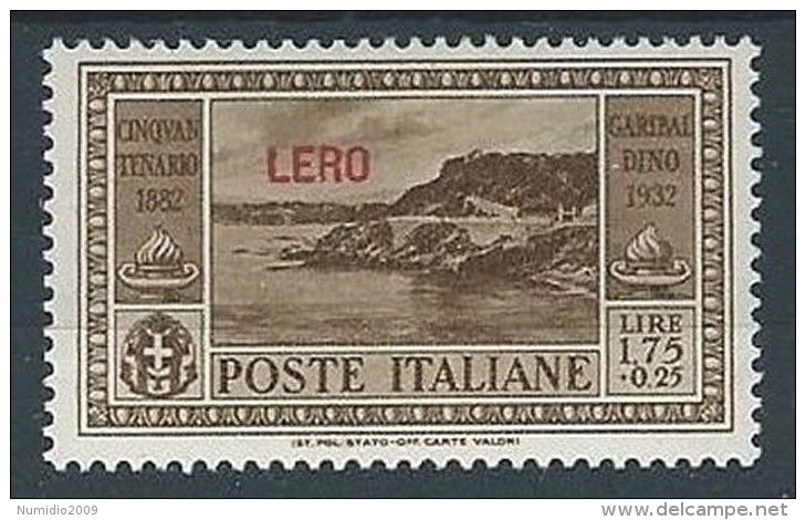 1932 EGEO LERO GARIBALDI 1,75 LIRE MH * - RR13586 - Egée (Lero)