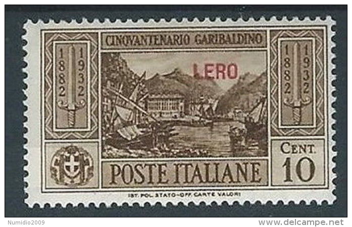 1932 EGEO LERO GARIBALDI 10 CENT MH * - RR13587-2 - Egée (Lero)