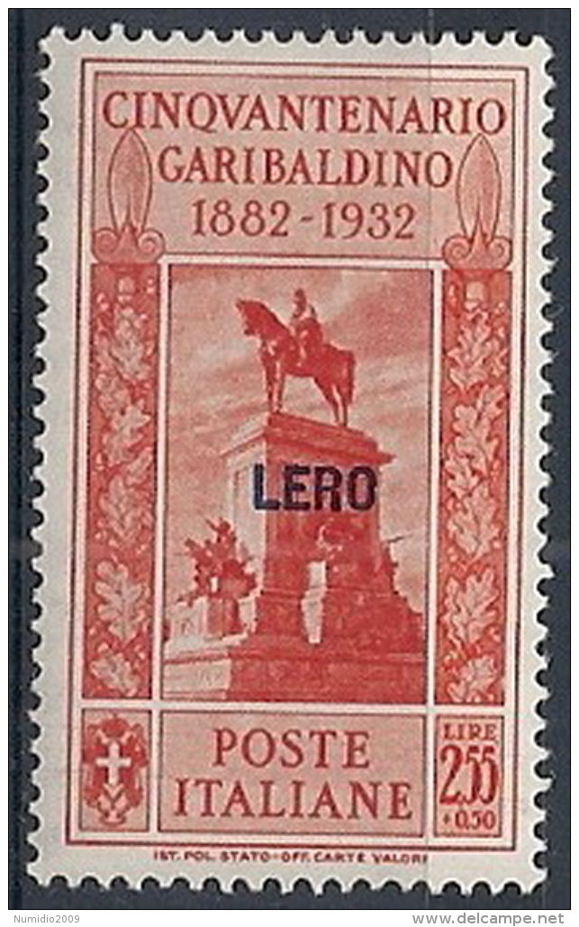 1932 EGEO LERO GARIBALDI 2,55 LIRE MH * - RR12421 - Ägäis (Lero)