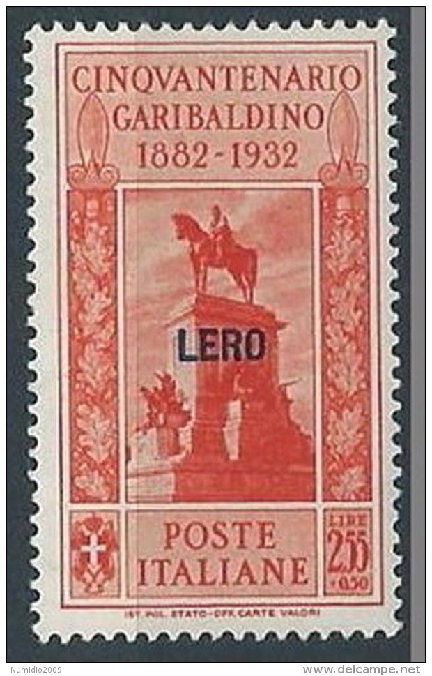 1932 EGEO LERO GARIBALDI 2,55 LIRE MNH ** - RR13585 - Egée (Lero)