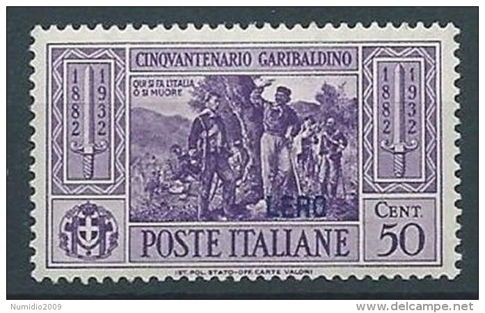 1932 EGEO LERO GARIBALDI 50 CENT MNH ** - RR13586 - Ägäis (Lero)