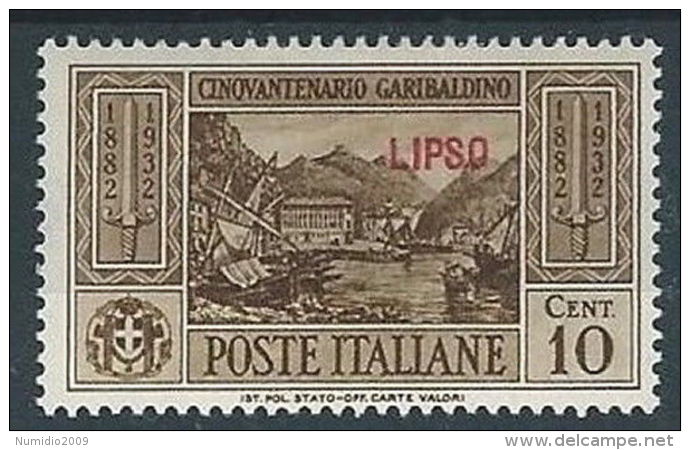 1932 EGEO LIPSO GARIBALDI 10 CENT MH * - RR13589 - Aegean (Lipso)