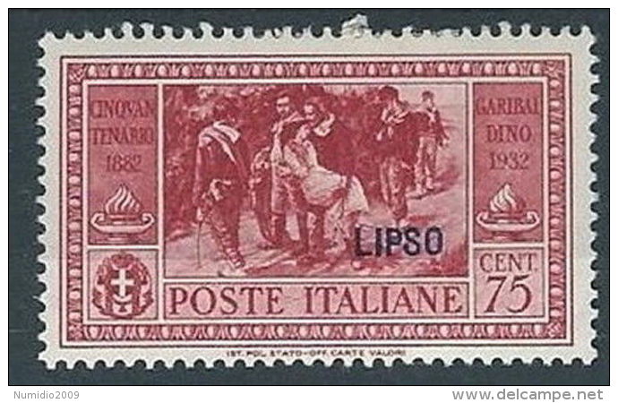 1932 EGEO LIPSO GARIBALDI 75 CENT MH * - RR13588 - Aegean (Lipso)