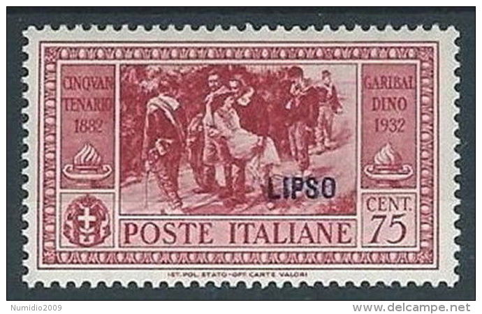 1932 EGEO LIPSO GARIBALDI 75 CENT MH * - RR13588-2 - Aegean (Lipso)