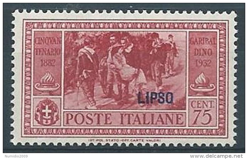 1932 EGEO LIPSO GARIBALDI 75 CENT MH * - RR4484 - Egée (Lipso)