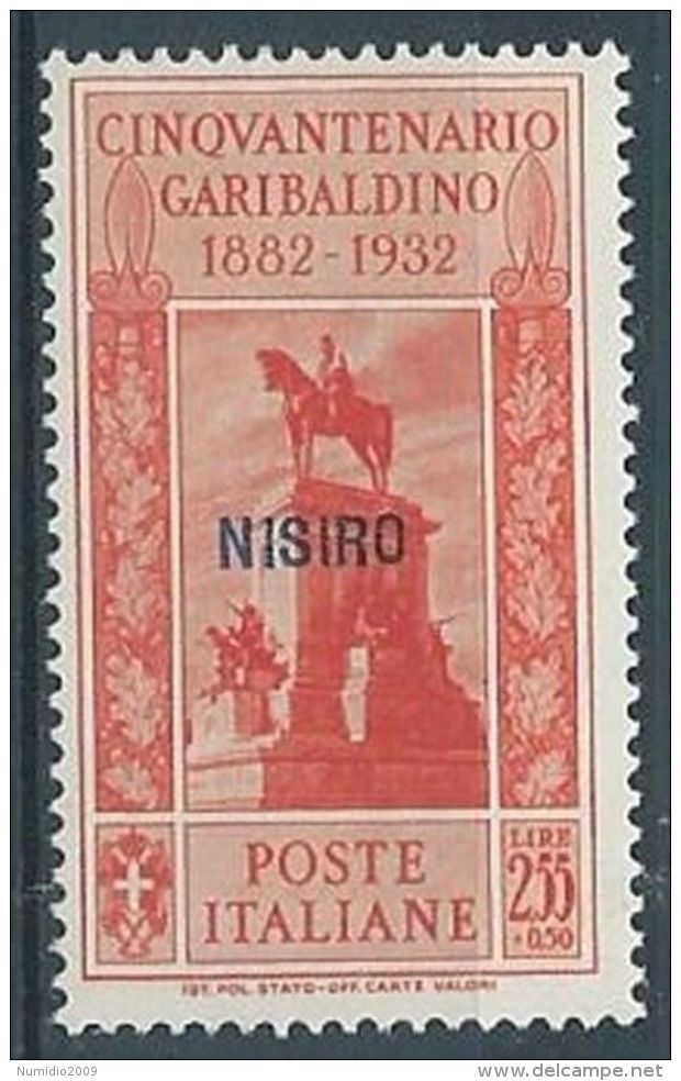 1932 EGEO NISIRO GARIBALDI 2,55 LIRE MH * - RR4485 - Aegean (Nisiro)