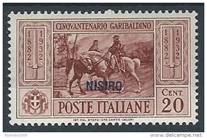 1932 EGEO NISIRO GARIBALDI 20 CENT MH * - RR13585 - Aegean (Nisiro)