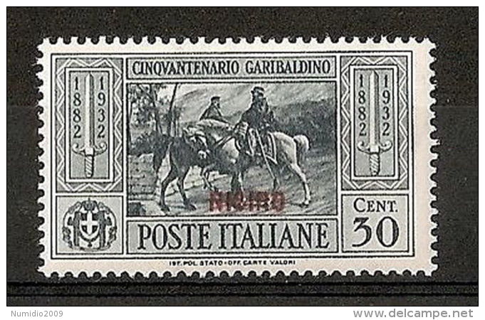 1932 EGEO NISIRO GARIBALDI 30 CENT MH * - RR7397 - Egée (Nisiro)