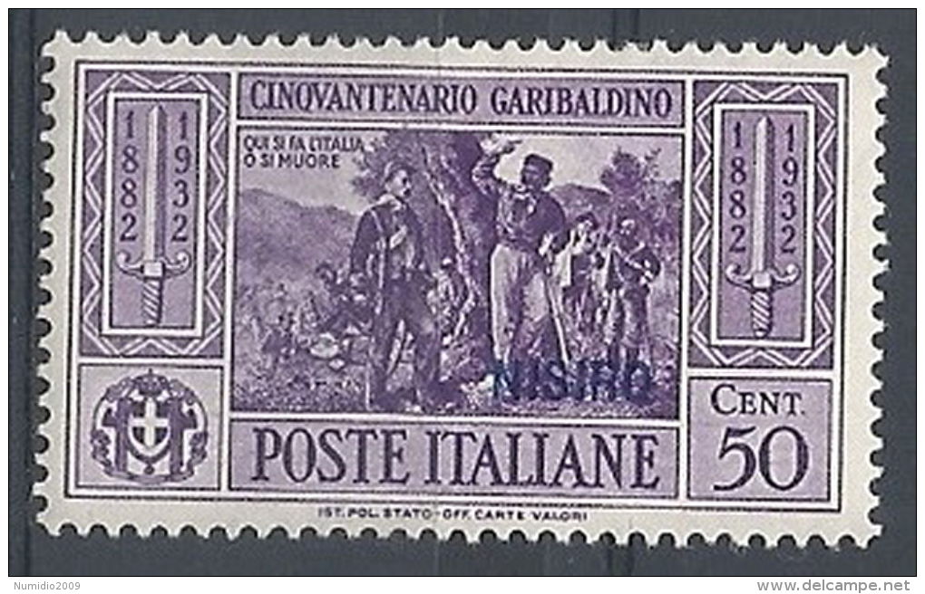 1932 EGEO NISIRO GARIBALDI 50 CENT MH * - RR12419 - Egeo (Nisiro)