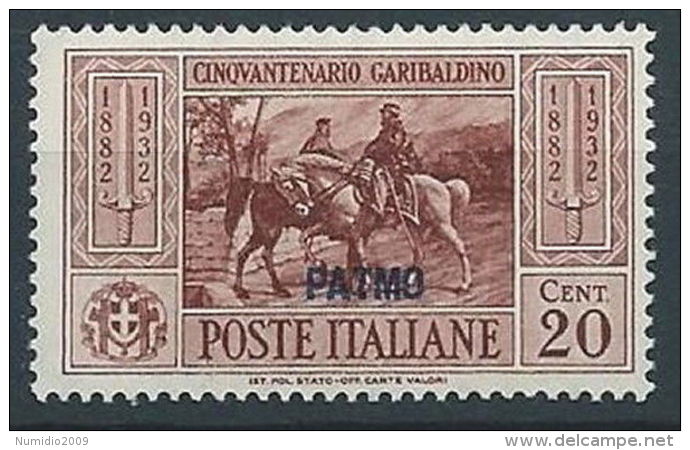 1932 EGEO PATMO GARIBALDI 20 CENT MNH ** - RR13581 - Egée (Patmo)