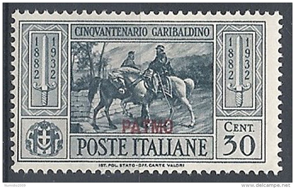 1932 EGEO PATMO GARIBALDI 30 CENT MH * - RR12419 - Egée (Patmo)