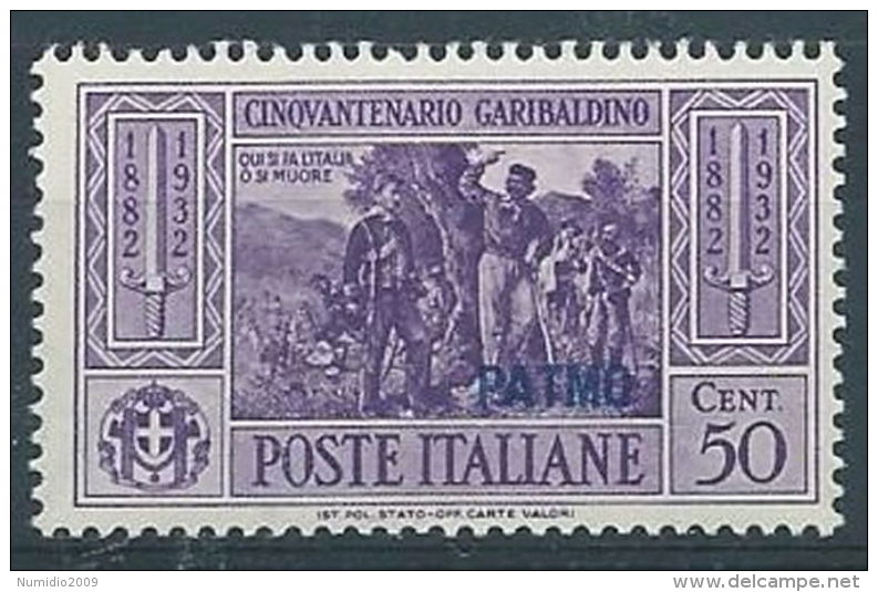 1932 EGEO PATMO GARIBALDI 50 CENT MH * - RR4486 - Egée (Patmo)