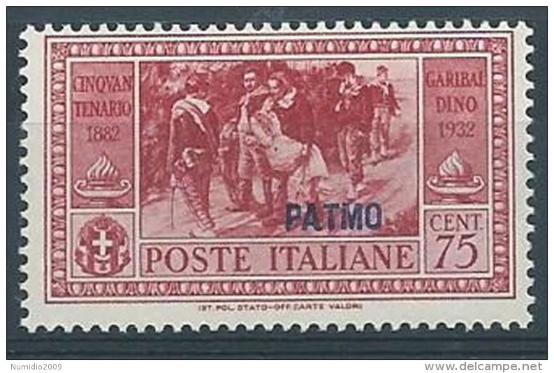 1932 EGEO PATMO GARIBALDI 75 CENT MH * - RR4486 - Egée (Patmo)