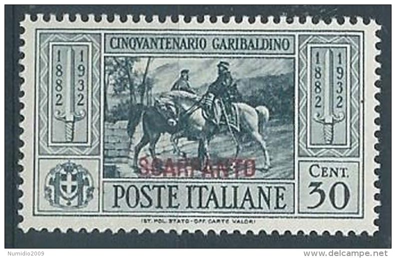 1932 EGEO SCARPANTO GARIBALDI 30 CENT MH * - RR4489 - Egeo (Scarpanto)