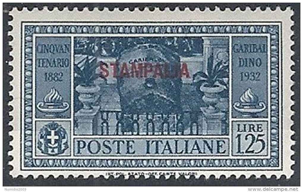 1932 EGEO STAMPALIA GARIBALDI 1,25 LIRE MH * - RR12415 - Egée (Stampalia)
