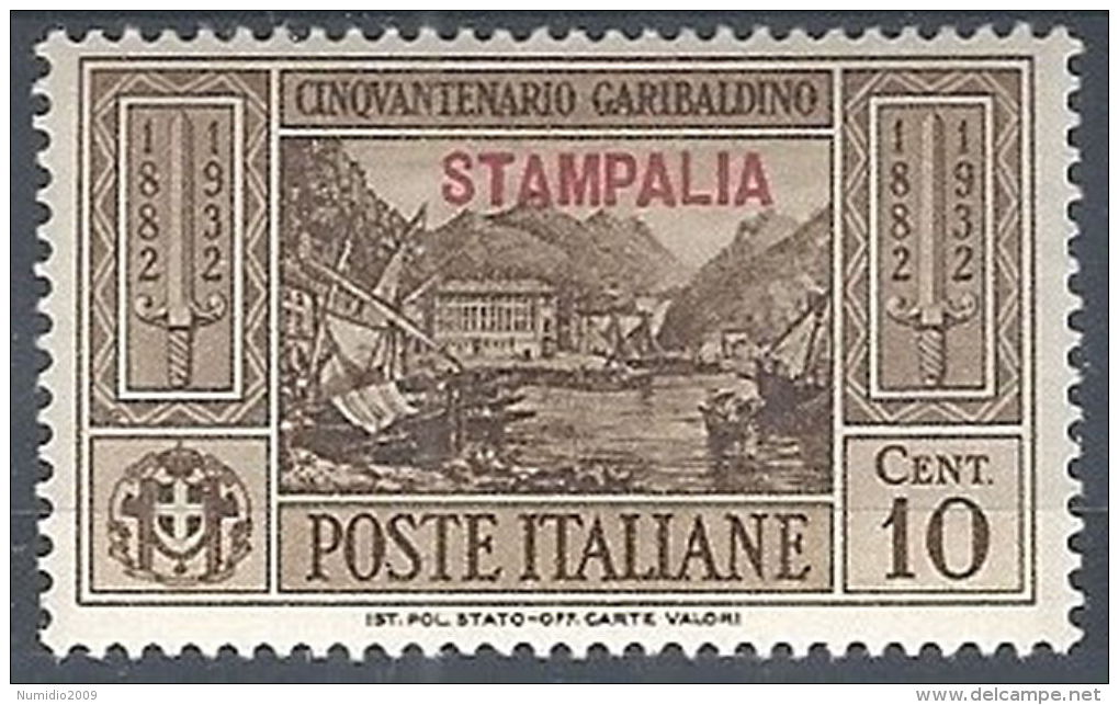 1932 EGEO STAMPALIA GARIBALDI 10 CENT MH * - RR12414 - Egée (Stampalia)