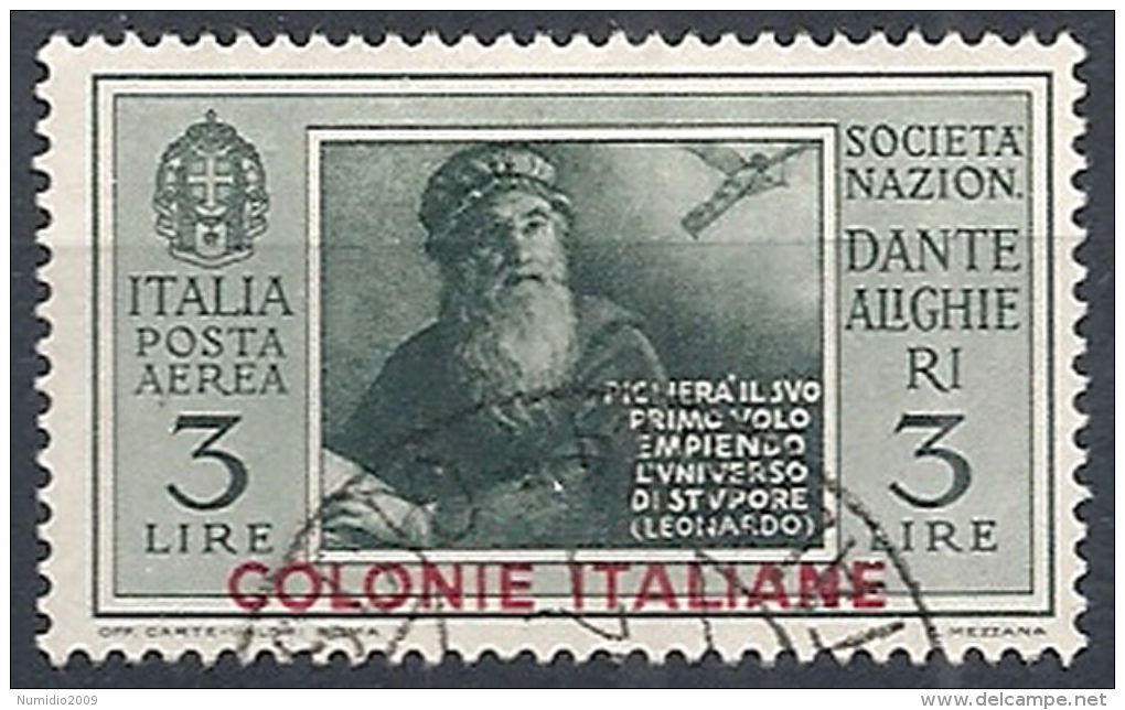 1932 EMISSIONI GENERALI USATO DANTE POSTA AEREA 3 LIRE - RR12358 - General Issues