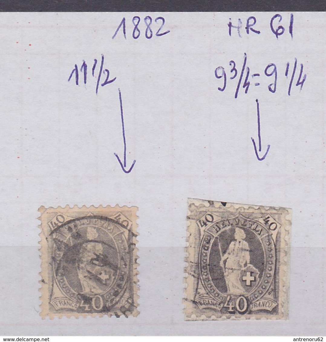 SWITZERLAND-1882-NR-61-GEZ-9.3/4-9.1/6-(COTE-750-EURO)USED-SEE-SCAN - Usados