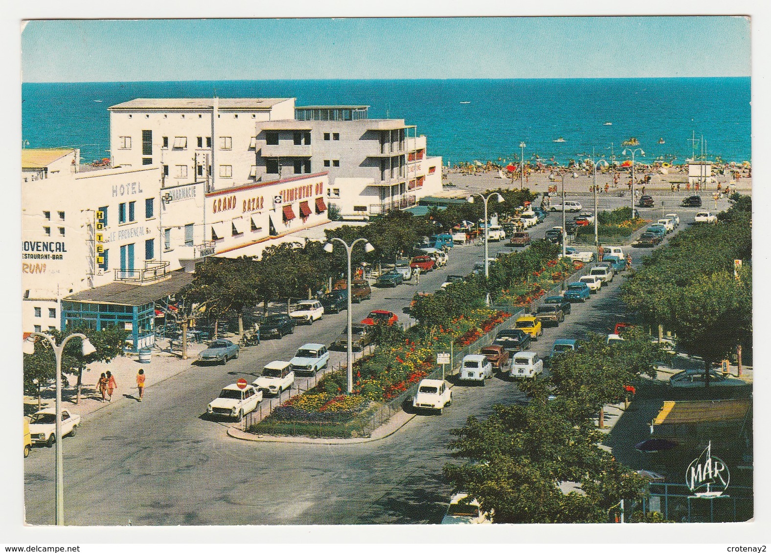 11 Narbonne Plage N°7517 La Côte Des Roses En 1973 Hôtel Le Provençal Grand Bazar Alimentation 4L GS Ami 6 2CV - Narbonne