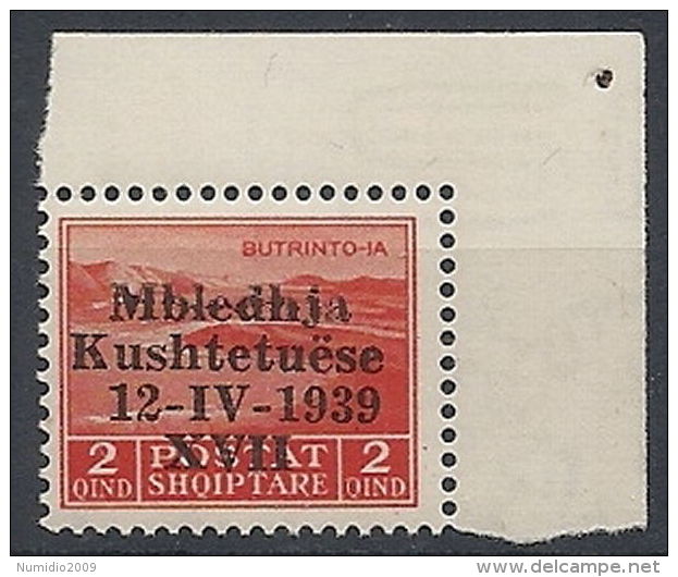 1939 ALBANIA ASSEMBLEA COSTITUENTE 2 Q MNH ** - RR12185 - Albania