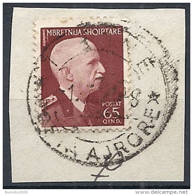 1939-40 ALBANIA USATO EFFIGIE 65 Q - RR12214 - Albania