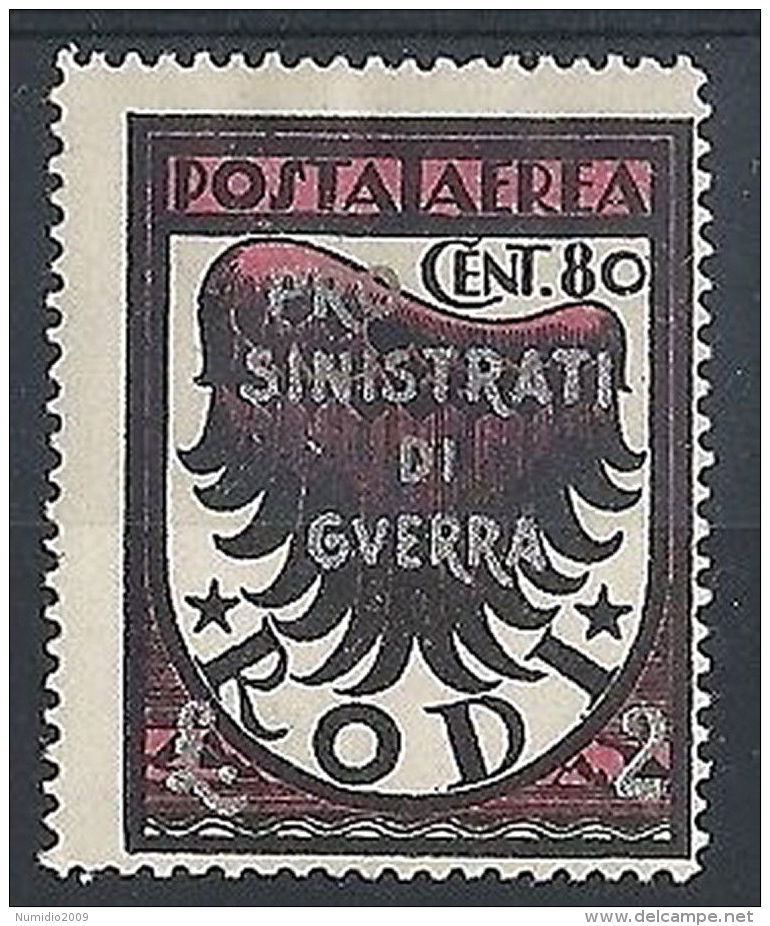 1944 EGEO OCCUPAZIONE TEDESCA SINISTRATI GUERRA 80 C MH * 7901 - Egeo (Occup. Tedesca)