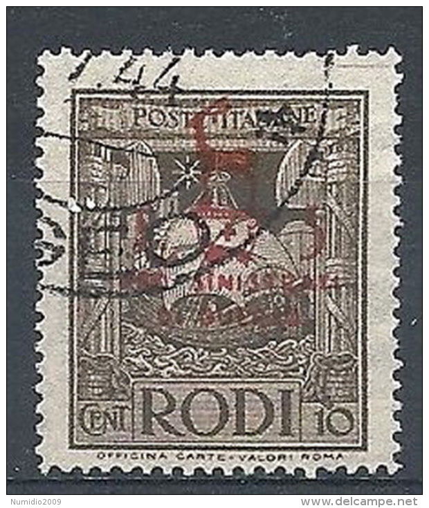 1944 EGEO OCCUPAZIONE TEDESCA USATO SINISTRATI 10 C - RR7824-2 - Egeo (Occup. Tedesca)