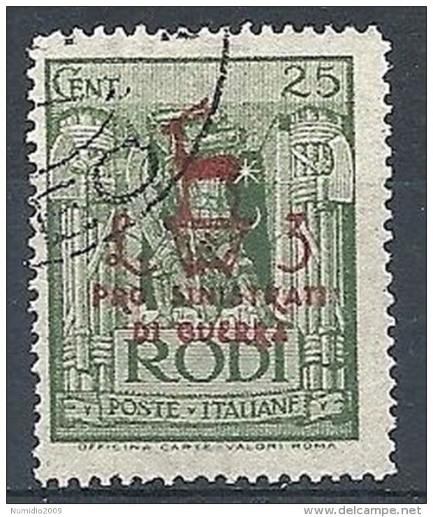 1944 EGEO OCCUPAZIONE TEDESCA USATO SINISTRATI 25 C - RR7825 - Egeo (Ocu. Alemana)