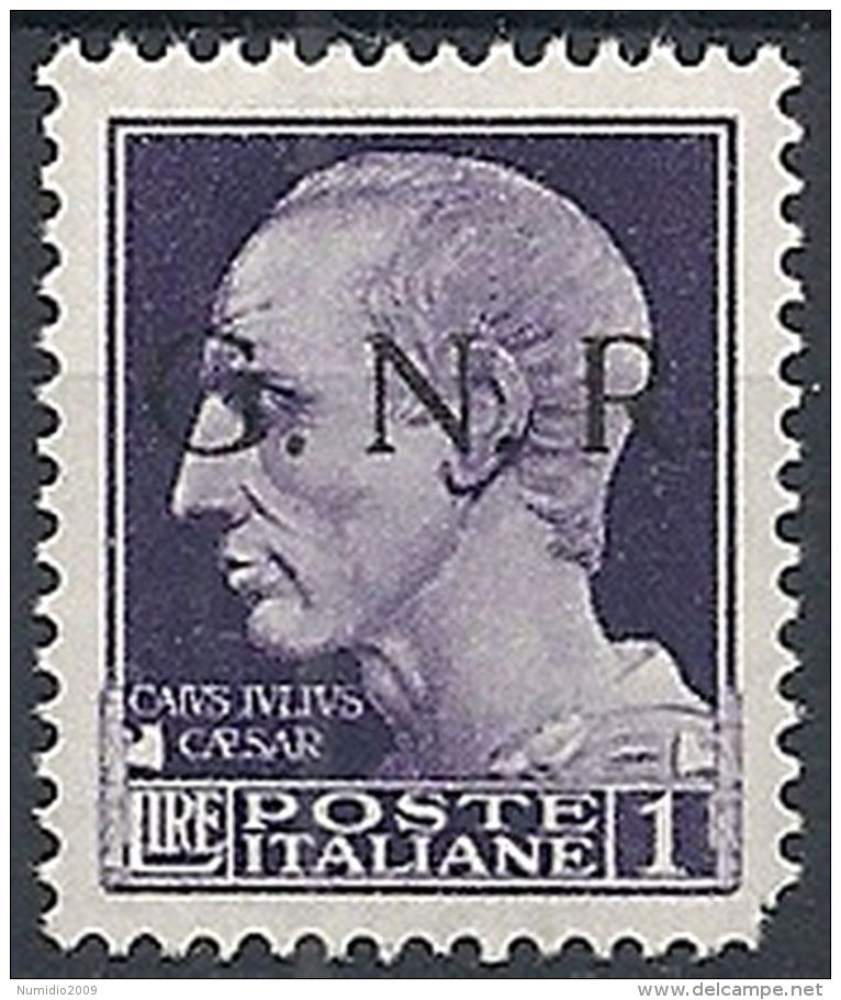 1944 RSI GNR BRESCIA I TIPO I TIRATURA 1 LIRA MNH ** - RSI234-5 - Mint/hinged