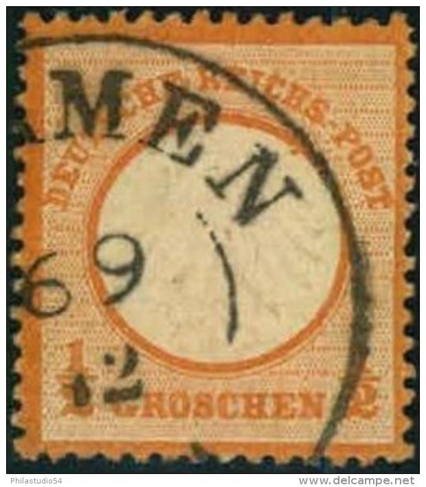 1872, 1/2 Groschen Kleiner Brustschild, Orange - BARMEN - Gebruikt