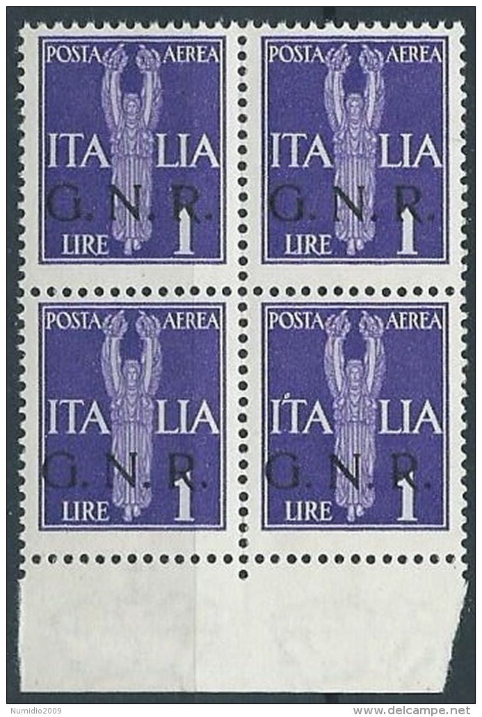 1944 RSI GNR VERONA POSTA AEREA 1 LIRA QUARTINA MNH ** - RSI261-2 - Luftpost