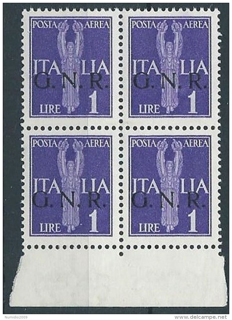 1944 RSI GNR VERONA POSTA AEREA 1 LIRA QUARTINA MNH ** - RSI262-2 - Poste Aérienne