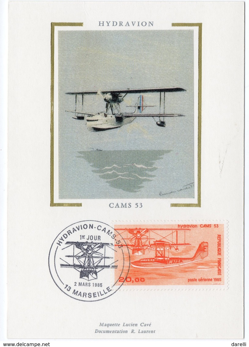 Carte Maximum 85 - YT PA 58 Poste Aérienne - Hydravion CAMS 53 - 02/03/1985 - 13 Marseille (Réf 18-743) - 1980-1989