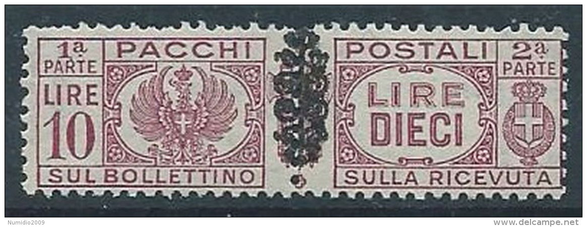 1945 LUOGOTENENZA PACCHI POSTALI 10 LIRE MNH ** - RR13780 - Paketmarken
