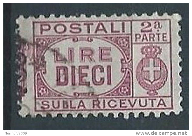 1945 LUOGOTENENZA USATO PACCHI POSTALI SEZIONE 10 LIRE - RR13127 - Colis-postaux