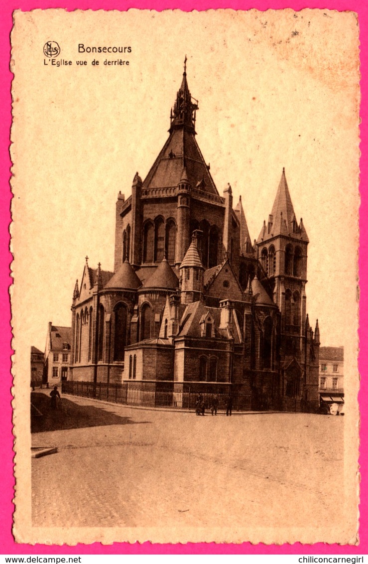 Cp Dentelée - Bonsecours - L'Eglise Vue De Derrière - Basilique - Animée - NELS - Edit. JORION DUBOIS - 1932 - Andere & Zonder Classificatie