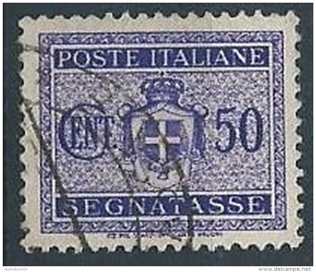 1945 LUOGOTENENZA USATO SEGNATASSE RUOTA 50 CENT - RR13827-8 - Strafport