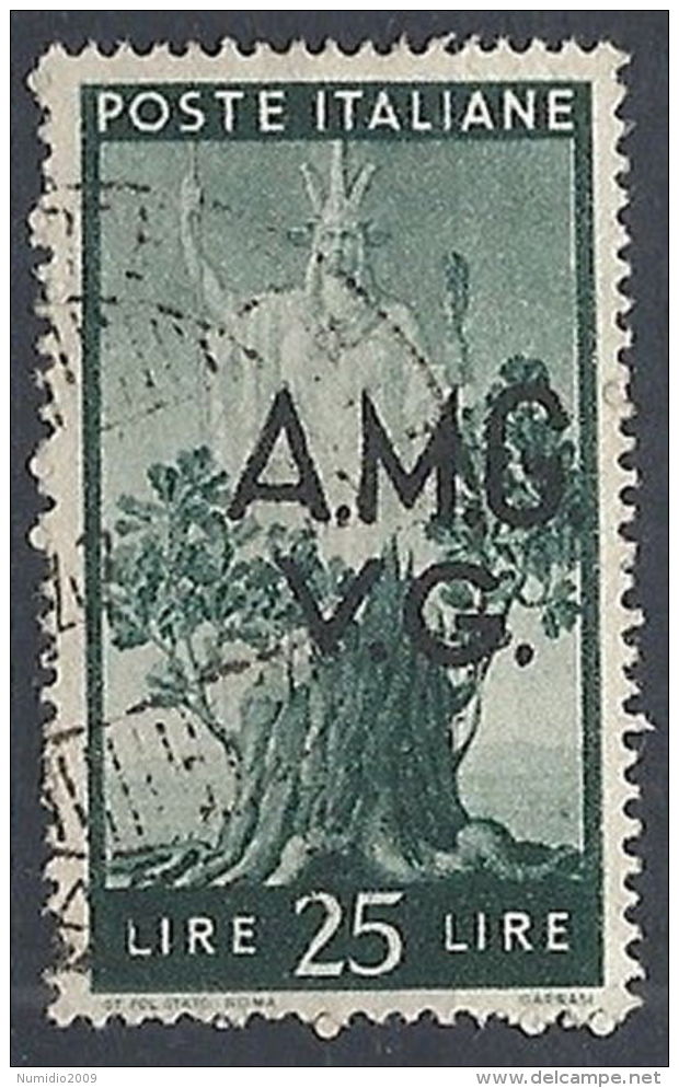 1945-47 TRIESTE AMG VG USATO DEMOCRATICA 25 LIRE - RR12208 - Oblitérés