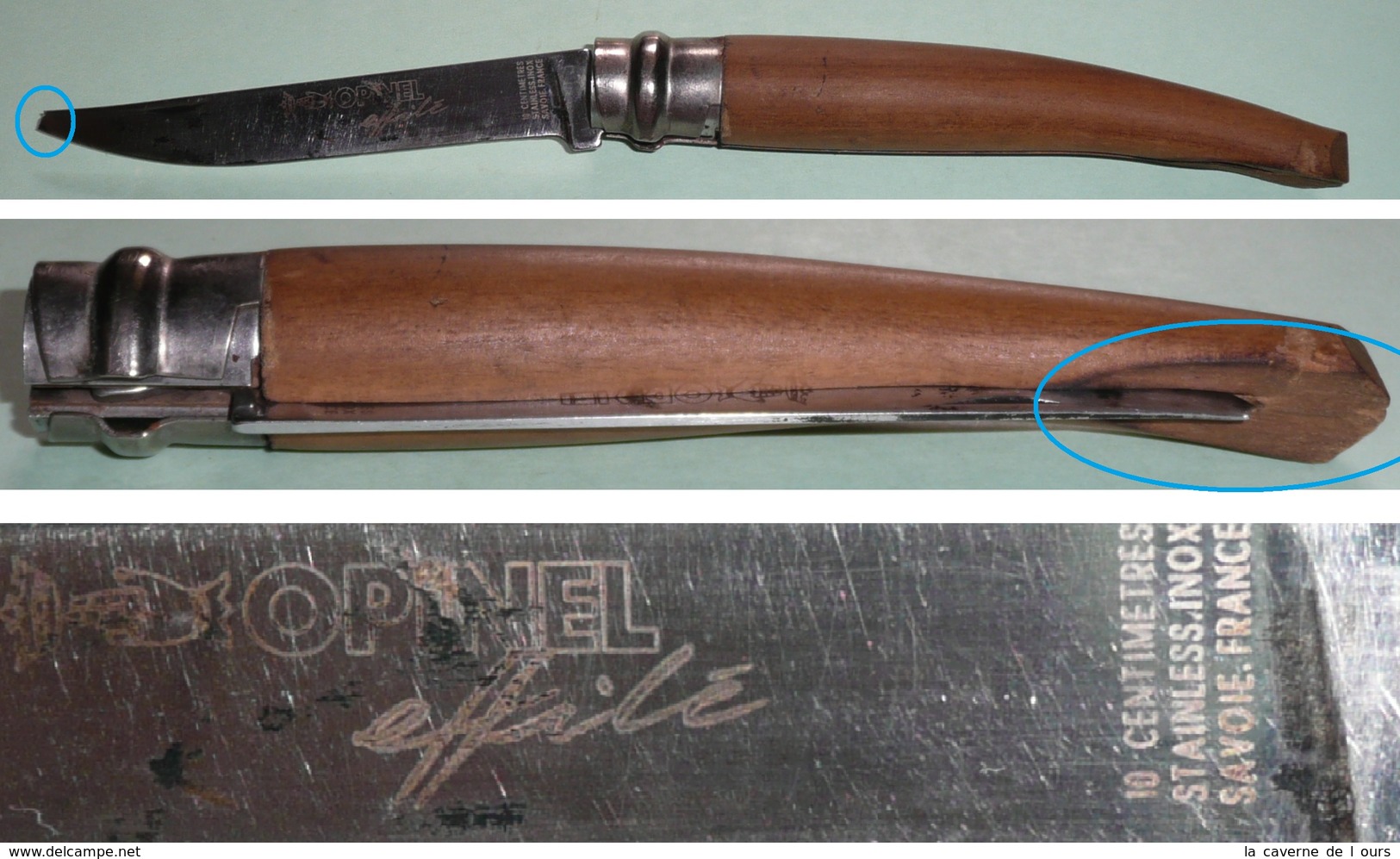 Rare Couteau Pliant OPINEL Effilé, Lame Inox, Savoie France, 10 Cm - Outils Anciens