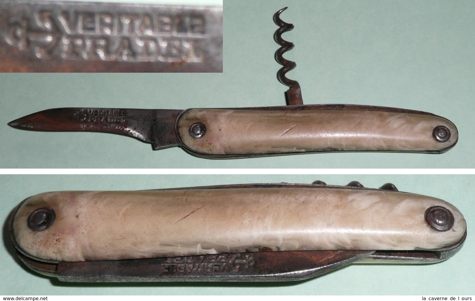 Ancien Couteau Multifonctions Véritable PRADEL, Tire-Bouchon, Ancre Marine - Outils Anciens