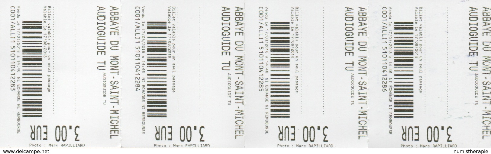 Abbaye Du Mont-Saint-Michel : Audioguide 3 Euros X 4 Tickets 17/08/2018 - Tickets - Entradas