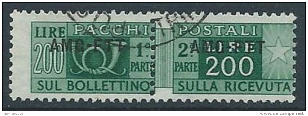 1949-53 TRIESTE A USATO PACCHI POSTALI 200 LIRE - RR13874 - Postal And Consigned Parcels